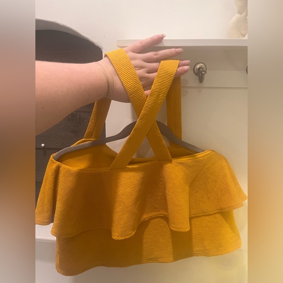 Madewell Texture + Thread Yellow Cross Back Top - Picture 4 of 5